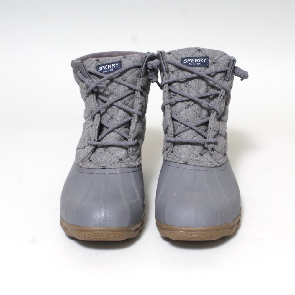 Womens Sperry Rain Duck Boots Size 9.5 Syren Gray Wool Waterproof Ankle Boot